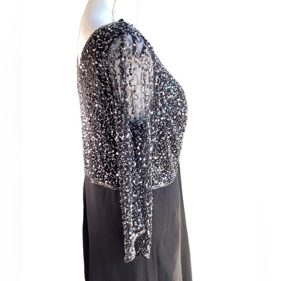 J Kara Black Beaded Formal Gown. S3 - Picture 6 of 14